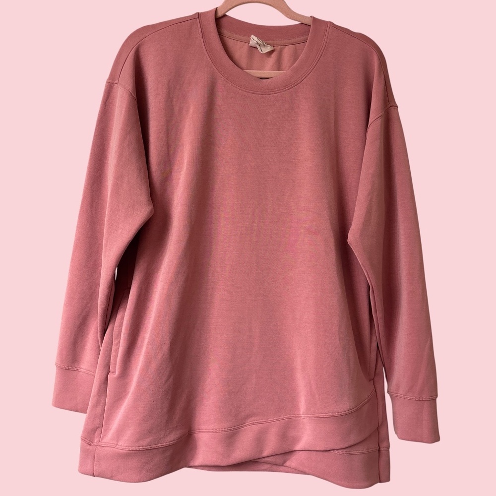 Sage Collective Oversized Crewneck Sweatshirt in Dusty Rose Pink – Size M